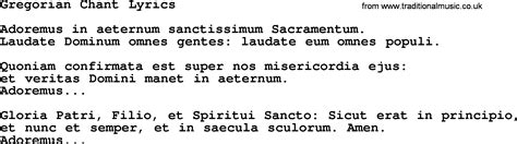 Gregorian Chant Lyrics .